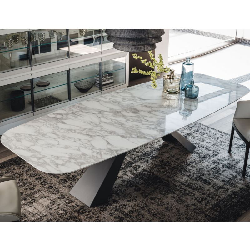 tavolo fisso con piano in marmo